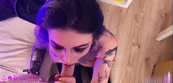  Hot Teen Deepthroat and Doggystyle Anal after Neon Party